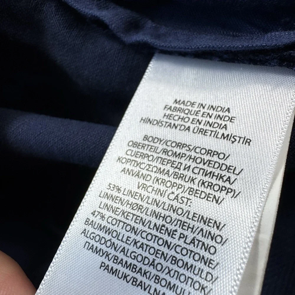 Polo Ralph Lauren Blue Indigo Linen Cotton Chino Pants 36x32 Straight Fit